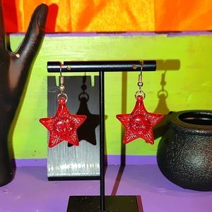 3 FOR $13- ❤Red Glitter Star with Face Earrings❤